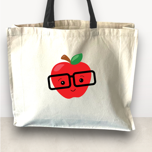 Apple with Glasses, Tote Bag