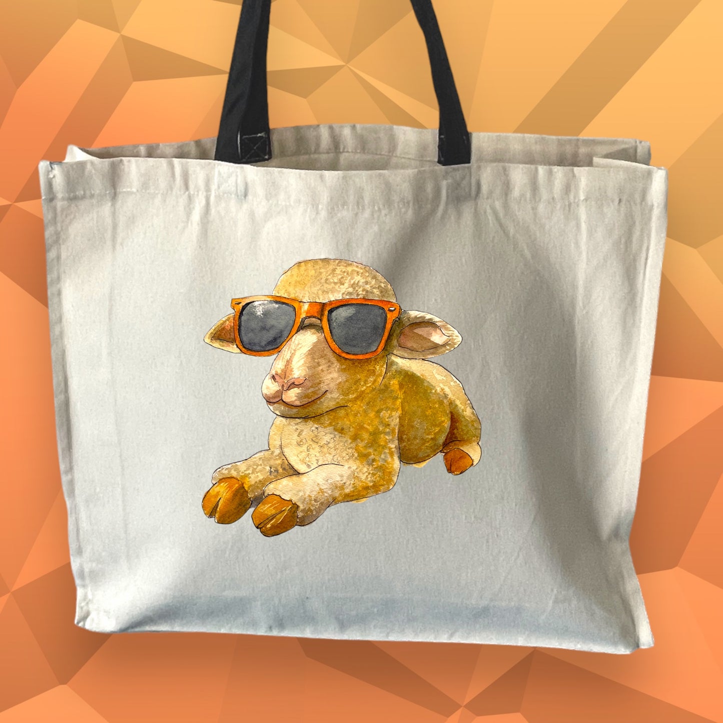 Original Art Tote Bag Lamb wearing sunglasses.